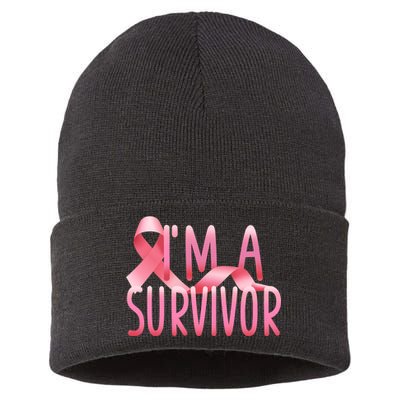 I'm a Survivor Breast Cancer Awareness Sustainable Knit Beanie