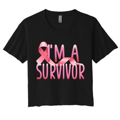 I'm A Survivor Breast Cancer Awareness Women's Crop Top Tee