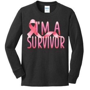 I'm a Survivor Breast Cancer Awareness Kids Long Sleeve Shirt