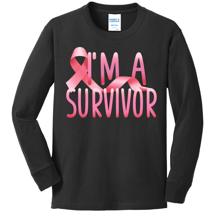 I'm a Survivor Breast Cancer Awareness Kids Long Sleeve Shirt