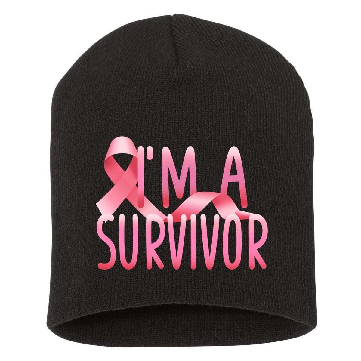 I'm A Survivor Breast Cancer Awareness Short Acrylic Beanie