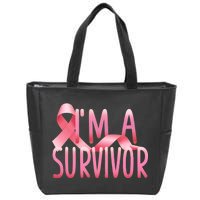 I'm A Survivor Breast Cancer Awareness Zip Tote Bag