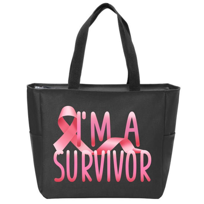 I'm A Survivor Breast Cancer Awareness Zip Tote Bag