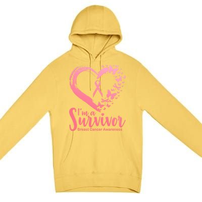 I'm a Survivor Breast Cancer Awareness Butterfly Premium Pullover Hoodie