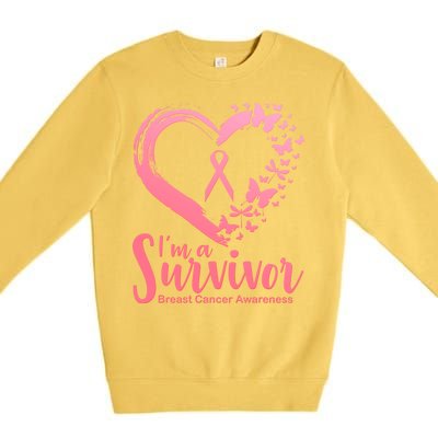 I'm a Survivor Breast Cancer Awareness Butterfly Premium Crewneck Sweatshirt