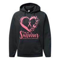 I'm a Survivor Breast Cancer Awareness Butterfly Performance Fleece Hoodie