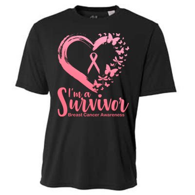 I'm a Survivor Breast Cancer Awareness Butterfly Cooling Performance Crew T-Shirt