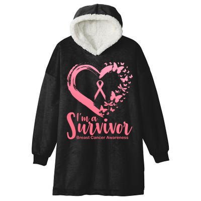 I'm a Survivor Breast Cancer Awareness Butterfly Hooded Wearable Blanket