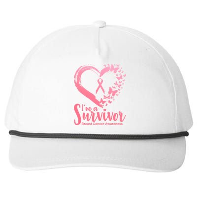 I'm a Survivor Breast Cancer Awareness Butterfly Snapback Five-Panel Rope Hat