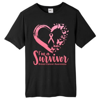 I'm a Survivor Breast Cancer Awareness Butterfly Tall Fusion ChromaSoft Performance T-Shirt