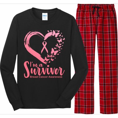 I'm a Survivor Breast Cancer Awareness Butterfly Long Sleeve Pajama Set