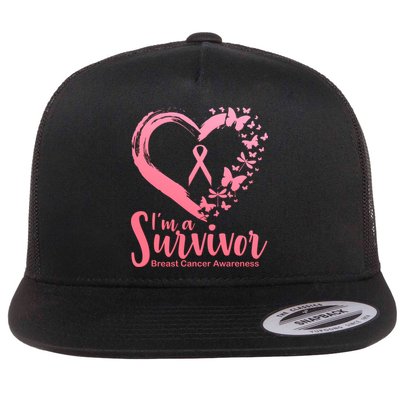 I'm a Survivor Breast Cancer Awareness Butterfly Flatbill Hat