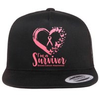 I'm a Survivor Breast Cancer Awareness Butterfly Flat Bill Trucker Hat