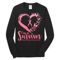 I'm a Survivor Breast Cancer Awareness Butterfly Tall Long Sleeve T-Shirt