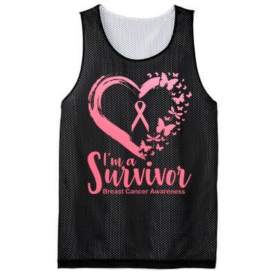 I'm a Survivor Breast Cancer Awareness Butterfly Mesh Reversible Basketball Jersey Tank