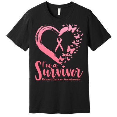 I'm a Survivor Breast Cancer Awareness Butterfly Premium T-Shirt