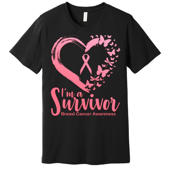 I'm a Survivor Breast Cancer Awareness Butterfly Premium T-Shirt