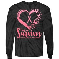 I'm a Survivor Breast Cancer Awareness Butterfly Tie-Dye Long Sleeve Shirt