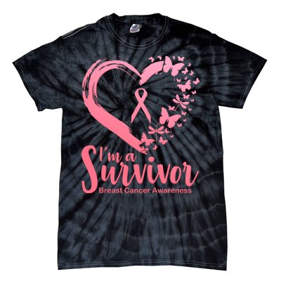 I'm a Survivor Breast Cancer Awareness Butterfly Tie-Dye T-Shirt