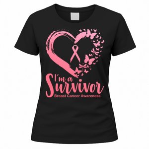 I'm a Survivor Breast Cancer Awareness Butterfly Women's T-Shirt