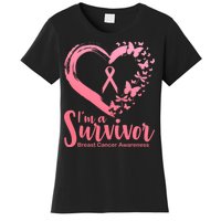 I'm a Survivor Breast Cancer Awareness Butterfly Women's T-Shirt