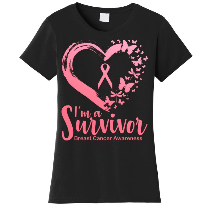 I'm a Survivor Breast Cancer Awareness Butterfly Women's T-Shirt