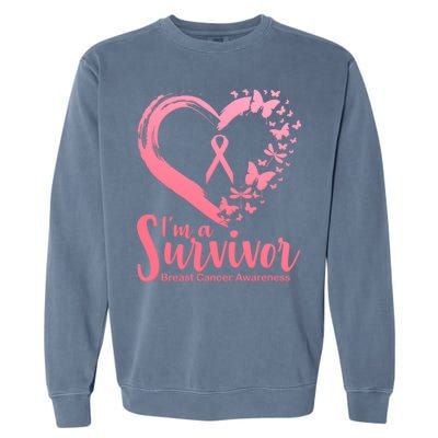 I'm a Survivor Breast Cancer Awareness Butterfly Garment-Dyed Sweatshirt