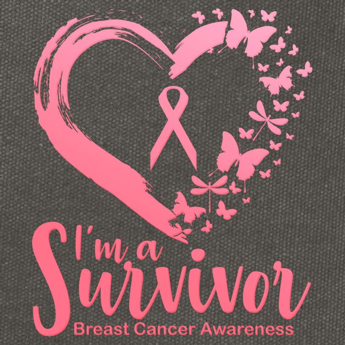 I'm a Survivor Breast Cancer Awareness Butterfly Cotton Canvas Backpack