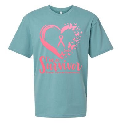 I'm a Survivor Breast Cancer Awareness Butterfly Sueded Cloud Jersey T-Shirt