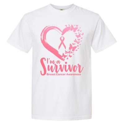 I'm a Survivor Breast Cancer Awareness Butterfly Garment-Dyed Heavyweight T-Shirt