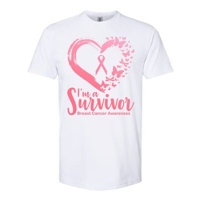 I'm a Survivor Breast Cancer Awareness Butterfly Softstyle CVC T-Shirt