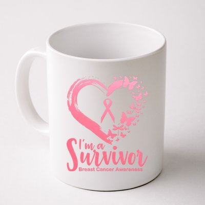 I'm a Survivor Breast Cancer Awareness Butterfly Coffee Mug