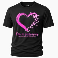 I'm a Survivor Breast Cancer Awareness Butterfly Heart Cooling Performance Crew T-Shirt