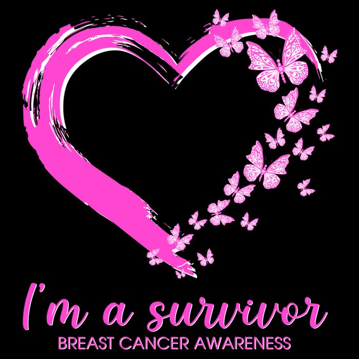 I'm a Survivor Breast Cancer Awareness Butterfly Heart Cooling Performance Crew T-Shirt