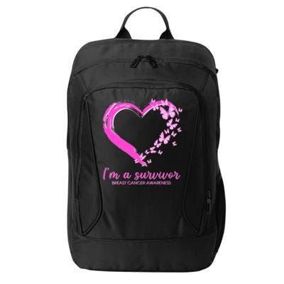 I'm a Survivor Breast Cancer Awareness Butterfly Heart City Backpack