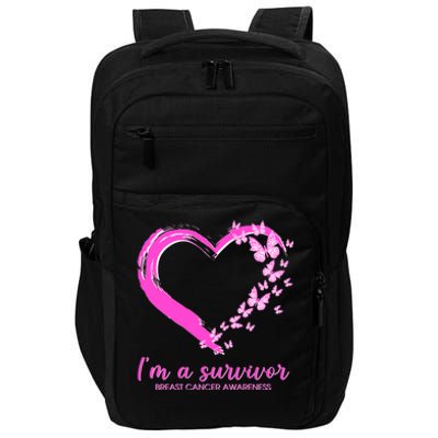 I'm a Survivor Breast Cancer Awareness Butterfly Heart Impact Tech Backpack