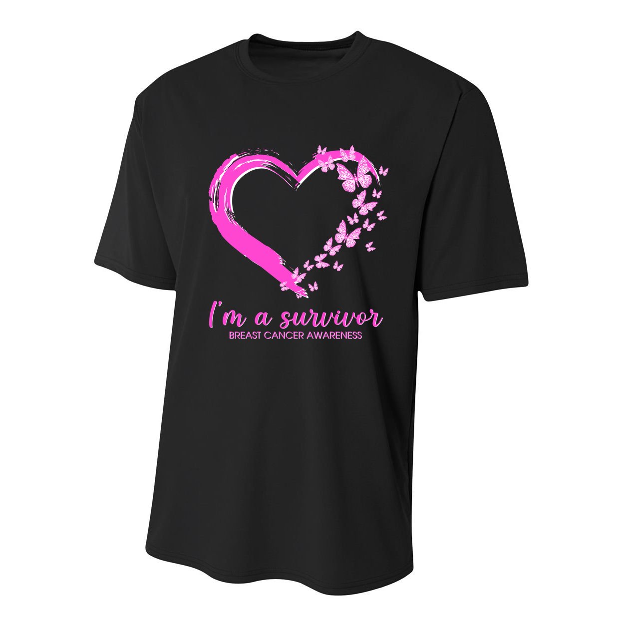 I'm a Survivor Breast Cancer Awareness Butterfly Heart Youth Performance Sprint T-Shirt