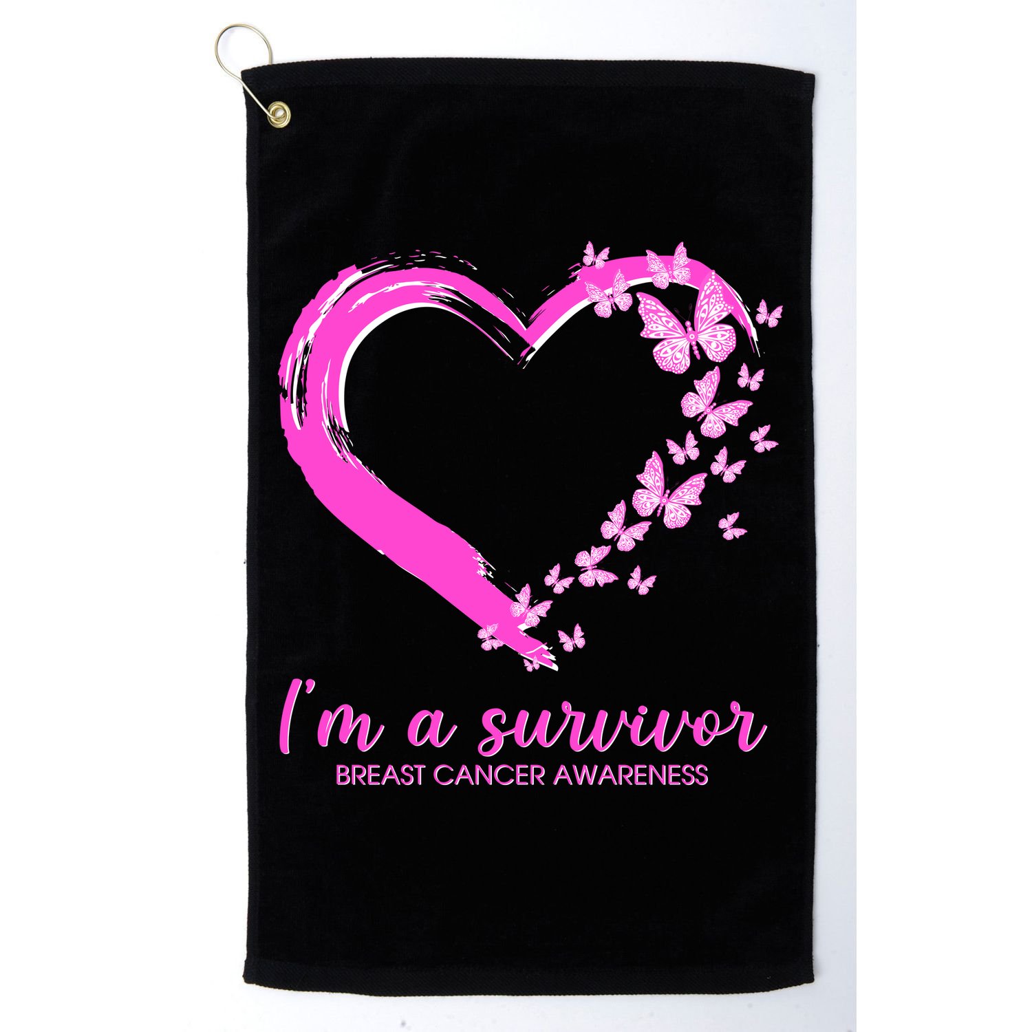 I'm a Survivor Breast Cancer Awareness Butterfly Heart Golf Towel