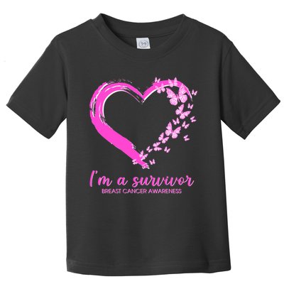 I'm a Survivor Breast Cancer Awareness Butterfly Heart Toddler T-Shirt