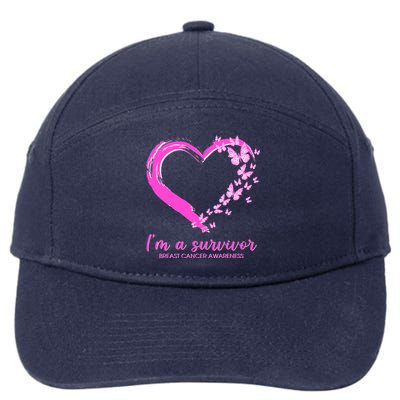 I'm a Survivor Breast Cancer Awareness Butterfly Heart 7-Panel Snapback Hat