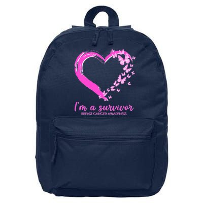 I'm a Survivor Breast Cancer Awareness Butterfly Heart 16 in Basic Backpack