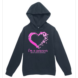 I'm a Survivor Breast Cancer Awareness Butterfly Heart Urban Pullover Hoodie