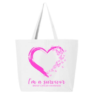 I'm a Survivor Breast Cancer Awareness Butterfly Heart 25L Jumbo Tote