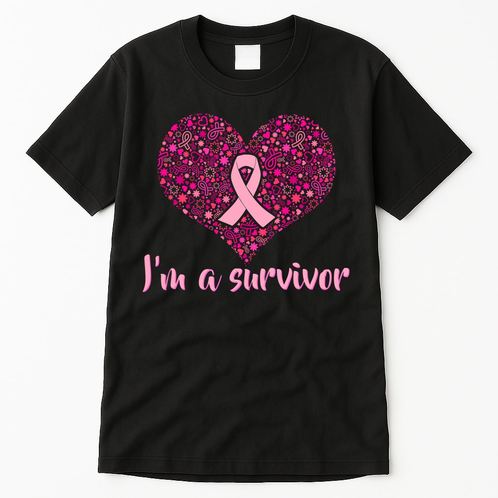 I'm A survivor Breast Cancer Awareness Heart Tall T-Shirt