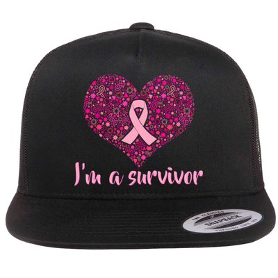I'm A survivor Breast Cancer Awareness Heart Flatbill Hat