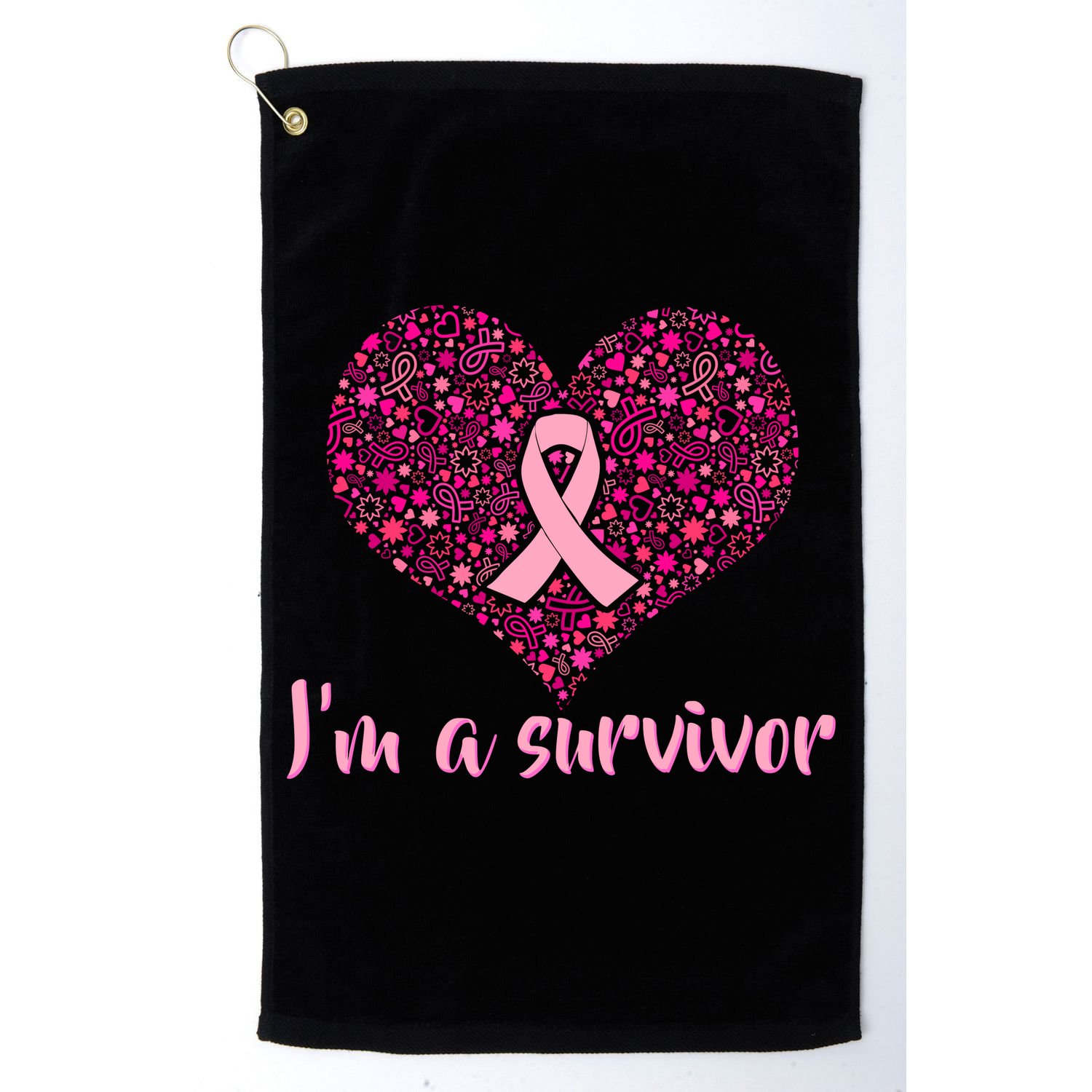 I'm A survivor Breast Cancer Awareness Heart Golf Towel