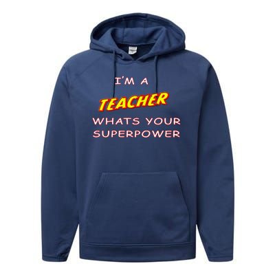 I'm A Teacher What's Your Superpower Comic Colors Performance Fleece Hoodie