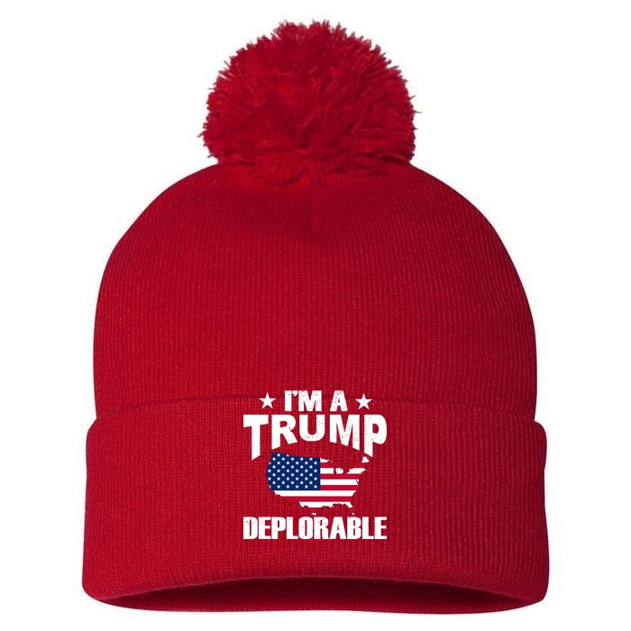 I'm A Trump Deplorable Pom Pom 12in Knit Beanie