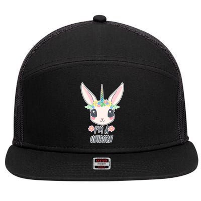 I'm A Unicorn Easter Bunny Funny Cute 7 Panel Mesh Trucker Snapback Hat