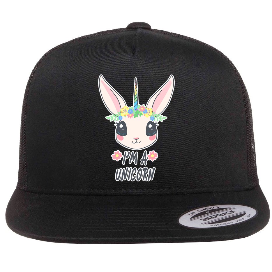 I'm A Unicorn Easter Bunny Funny Cute Flat Bill Trucker Hat